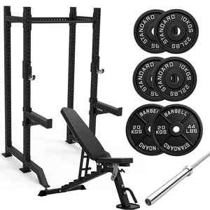 Squat Rack with Bench Package 100kg Barbell Set