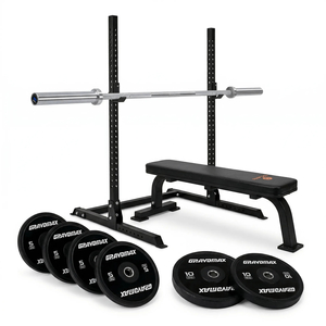 Squat Rack with Flat Bench and 60kg Barbell Set Gravomax Fitness