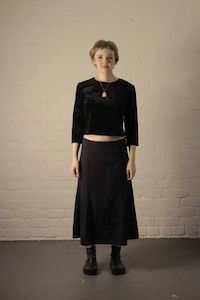 Products: 90s Black Floral Velvet Top