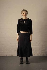Products: 90s Black Floral Velvet Top