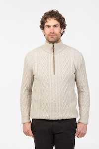 Mens Sweater: Arran Half Zip Sweater Native World