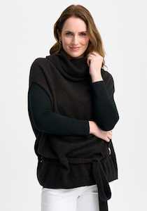 Women Sweater: Cassie Belted Cape Merinomink