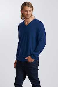Mens: Men's V Neck Royal Merino