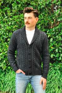Wool Jackets: Mens Cable Button Jacket