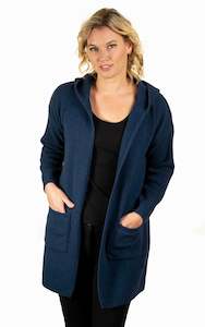 Cardigans: Hooded Longline Cardigan