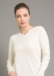 Women Merino: Rib Wrap V Royal Merino