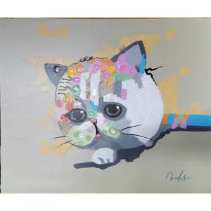 Art Paintings: HAND OIL PAINTING 1905A15 - Comic Cat, 60cm x 50cm