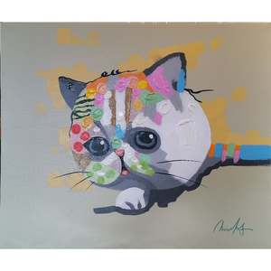 Art Paintings: HAND OIL PAINTING 1905A13 - Comic Cat, 60cm x 50cm