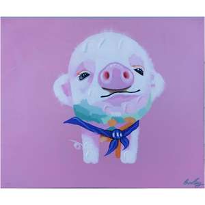 Paintings: HAND OIL PAINTING 1905B15 - Comic Pig, 60cm x 50cm