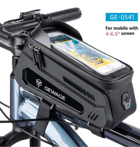 Batteries: Waterproof Bike Tube Bag with mobile cover, Front Frame mounted, 243x105x155mm