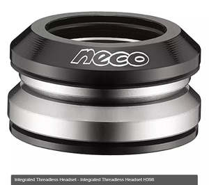 Neco Headset H398- 1/4” Head Tube Reduced to 1-1/8" Fork Tube Threadless Headset