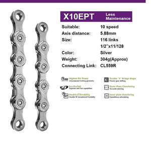 Bike Chains: Bike Chain KMC X10EPT 10 SPEED CHAIN - EcoProTeq Anti-Rust Technology