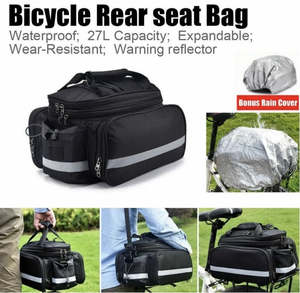 E Bike Rack: Bike Rear Rack Bag Pannier Shoulder Bag - about 27L, Black