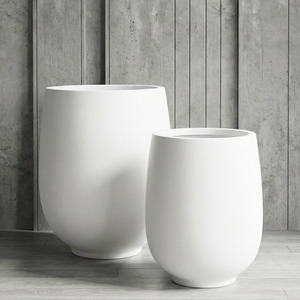 Veneto Paunch Round Fibreglass 40cmx57cm Pot Matte White Greenery Imports NZ