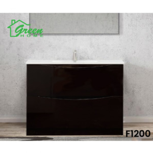 Products: 1200mm Single Basin Dual Drawer Floor Standing Vanity - Glossy Brown - Green Home Bathroom