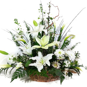 Funeral: White Lilies Basket