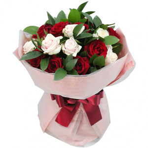 Get Well/Hospital: Mix of red and white roses