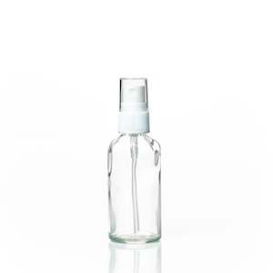 50ml Clear glass bottle – with White fine mist spray