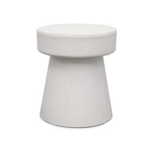 Outdoor Dining Chairs: Mushroom Concrete Outdoor Stool - White