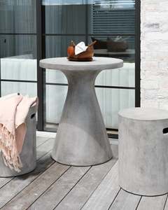 Outdoor Dining Tables: Corfu Pedestal Concrete Outdoor Dining Table - 65cm