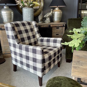 New Arrivals: Sherwood Armchair - Made in NZ - Black Check