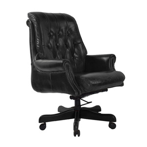Belmont Adjustable Leather Office Chair - Aged Black