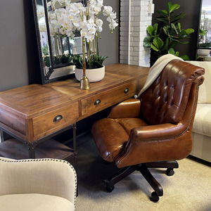 Belmont Adjustable Leather Office Chair - Aged Brown