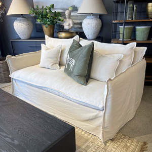 Malibu 2.5 Seater Linen Slipcover Sofa - Natural