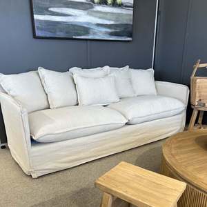 Noosa 3 Seater Linen Slipcover Sofa - Natural
