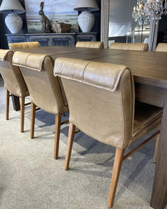 Premium Leather Collection: Maxson Tan Leather Dining Chair - Wooden Legs