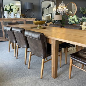 Premium Leather Collection: Maxson Brown Leather Dining Chair - Wooden Legs