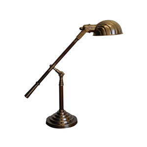 Lighting Lamps: Adjustable Clam Lamp - Brass + Wood