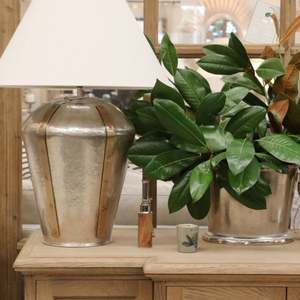 Lighting Lamps: Litchfield Large Lamp - Antique Silver & Brass + Shade