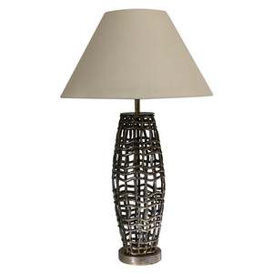 Lighting Lamps: Metal Weave Lamp in Old Brass Finish
