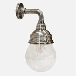 Lighting Wall Lights: Outdoor IP54 Wall Lamp with Glass - Pewter Finish