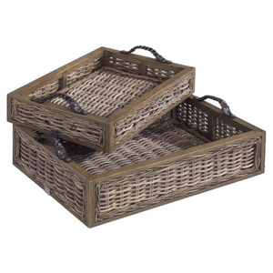 Kitchen Dining Accessories: Artwood Rattan Serving Trays - Set of 2