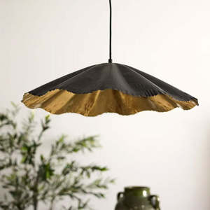 Lighting 1: Crimped Pendant - Black and Gold - Small