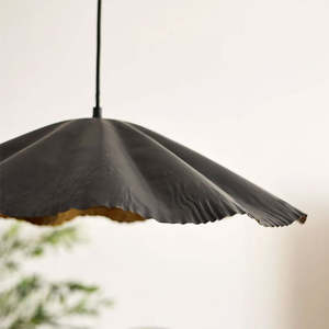 Crimped Pendant - Black and Gold - Large