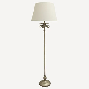 Lighting Standard Floor Lamps: Silver Palm Floor Lamp - Natural Linen Shade