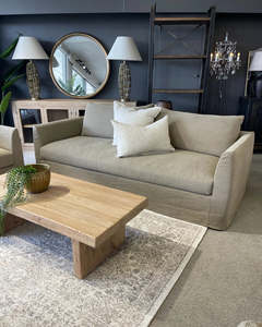 Fitzroy 3 Seater Slipcover Sofa - Khaki