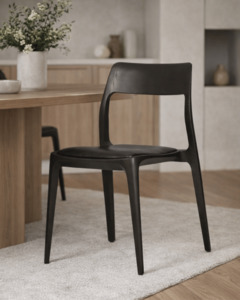 Premium Leather Collection: Eden Leather Dining Chair - Aged Leather - Black Ash