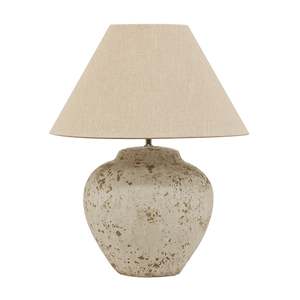Tuscan Stone Lampbase + Linen Shade - Medium