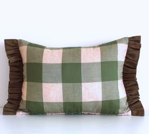 Olive Meadow Ruffles - Cushion Cover - 49cm x 34cm