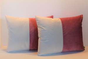 Contrast Velvet Colletion: Set of 2 - Petal Pink & Creme Contrast - Cushion Covers - 46cm x 37cm