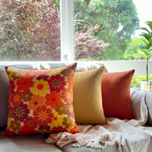 Set Of 3: Flower Sunset Set - Cushion Cover Set
