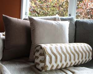 Set Of 3: Brown & Creme/White Bolster Set - Cushion Cover Set
