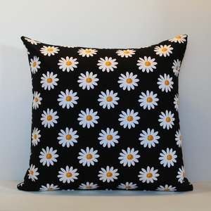 Black: Midnight Daisy - Cushion Cover - 50cm x 50cm