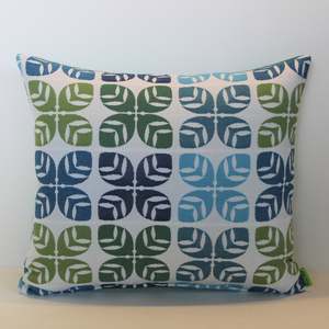 Blue: Green/Blue Floral symmetrical  - Cushion Cover - 45cm x 39cm