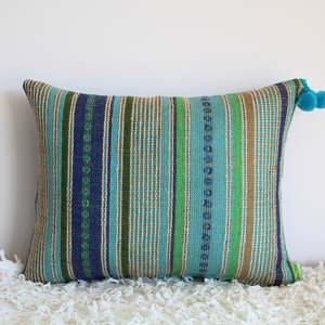 Blue: Blue Rustic Burlap - Cushion Cover - 45cm x 35cm