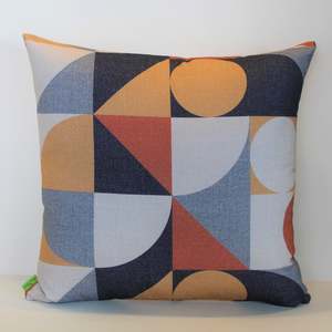 Blue: Seemless Geo Orange - Cushion Cover - 50cm x 50cm